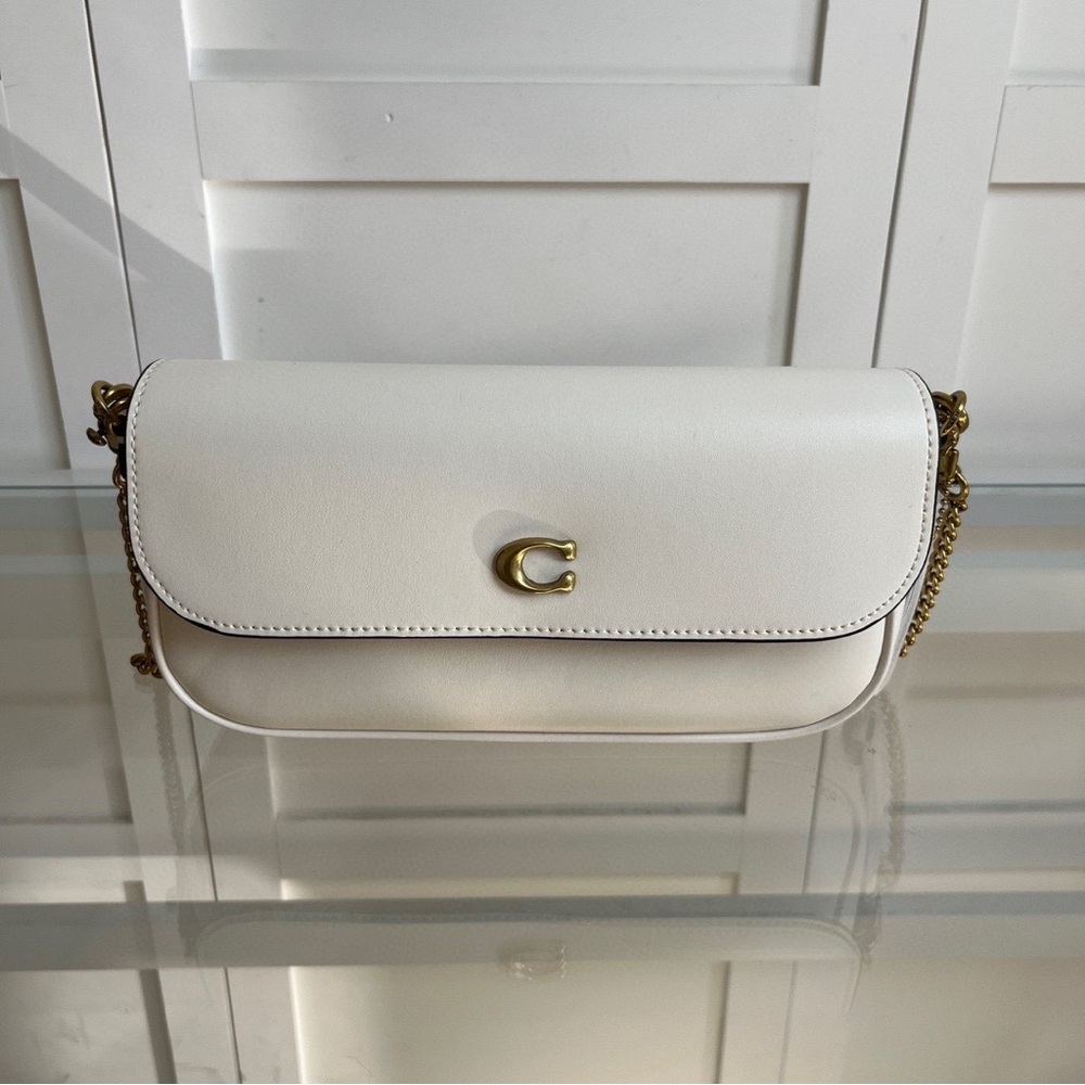 Coach Cream Leather Crossbody with Gold 'C' Accent